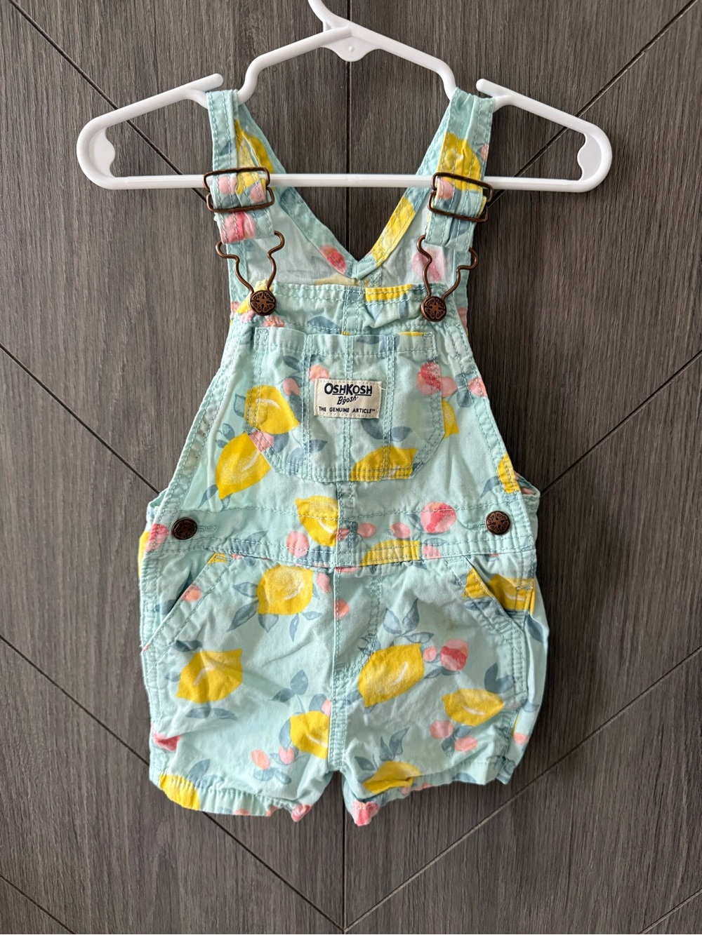 OshKosh B'gosh Blue Lemon & Pink Floral Shortalls